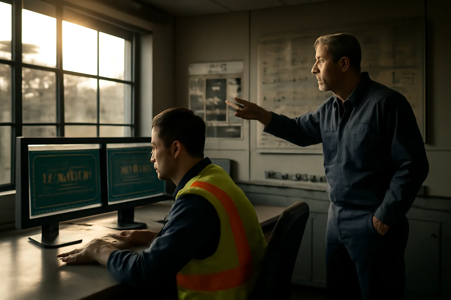 Water treatment operator trainee at a SCADA monitoring station in an Alabama treatment plant